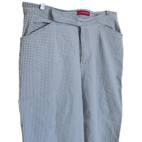 Blue Checkered Cotton Shorts Gingham Comfort Elastic Waist Plus Size cottagecore - Picture 4 of 7